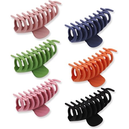 6-pak store hårklemmer, sklisikre hårklemmer, 4 tommers matte klo H