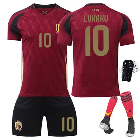 2425 Belgien fodbold hjemmebanetrøje Lukaku med sokker+Beskyttende udstyr