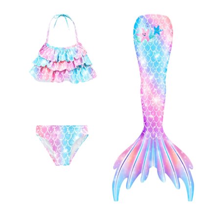 Lasten merenneito uimapukusarja, tyttöjen jaettu vartalo kalanpyrstö uimapuku 4-5 vuotta - Perfet