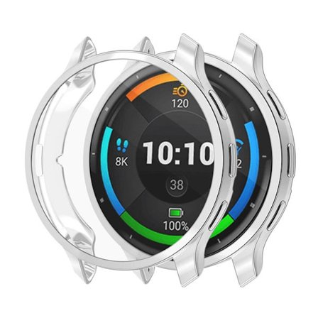 ENKAY HAT PRINCE Garmin Venu 3S Full Cover Watch Case Electroplating Flexible Frame with Screen Film - Silver