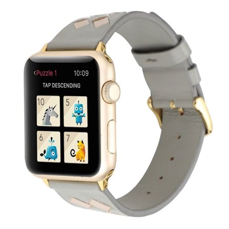 Apple Watch Series 4 40mm vævet ægte læder Urrem - Grå