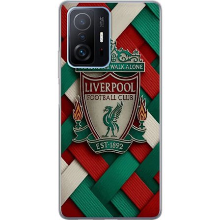 Yhteensopiva Puhelinkuori Xiaomi Xiaomi 11T Liverpool Football Clubin tunnus, jossa You'll Never Walk Alone voimakkaassa graafisessa suunnittelussa in