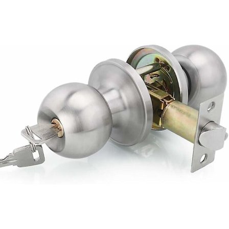 Runt rostfritt dörrhandtag med nyckel