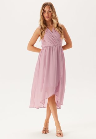 Bubbleroom Occasion High-Low Sleeveless Chiffon Dress Dusty pink 34