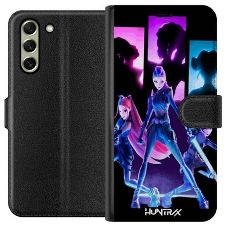 Kompatibelt Lommeboketui til Samsung Samsung Galaxy S21 FE 5G Futuristisk jente gruppe illustrasjon med neonlys og sterke farger i sci-fi estetikk