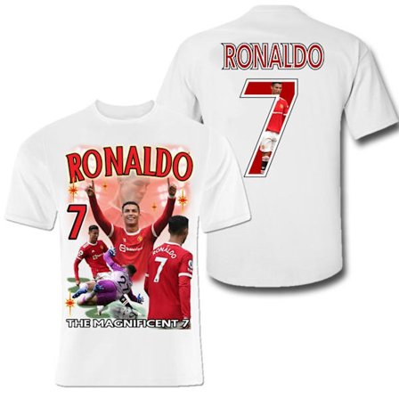 T-shirt TILBUD Ronaldo Portugal & United sports t-shirt Manchester Hvid 158cl /12-13år