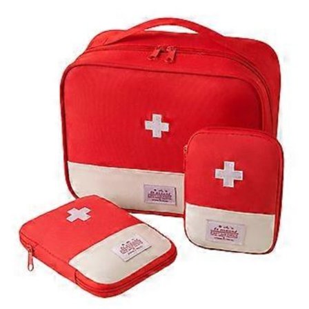 Matkalääketarvikelaukku Monitoiminen ensiapulaukku ulkoilumatkoille (3 kpl setti punainen)