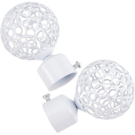 2 stk. Runde Gardinstangsknopper 28 mm Draperistang Ende Hvid Kuglebur Udskiftning Dekorativ Endehoved Hætter til Hjemmekontor Gardin Romersk 