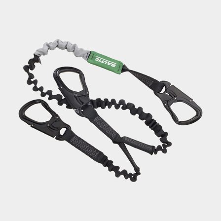 Säkerhetslina Baltic Supreme, elastisk, 2 meter (utsträckt), ISO 12401 / OSR, med 3 specialkarbinkrokar