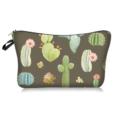 1PC (stil 3)Cactus Grön Kosmetisk Väska i Canvas med Dragkedja