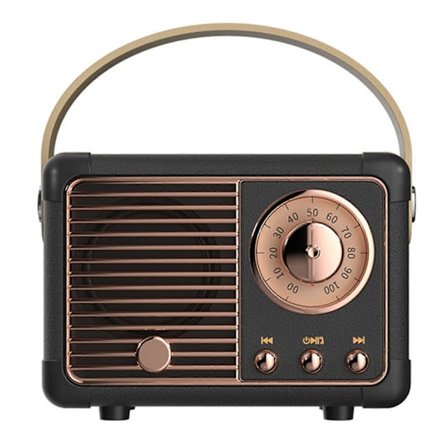 Retro Trådløs Bluetooth 5.0 Høyttaler, Stereo Hifi Bass Utendørs Bærbar FM Radio USB/TF/AUX