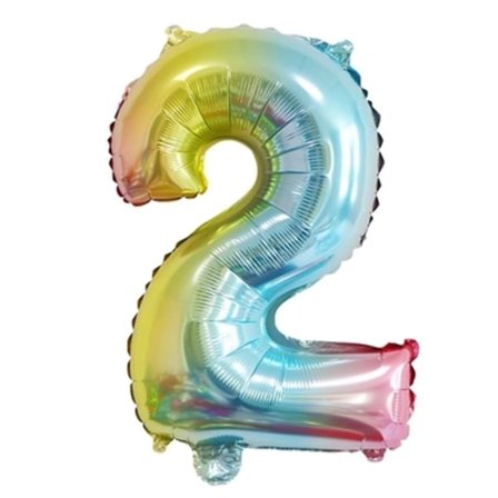 Gaggs Regnbågsfärgad Sifferballong Nummer 2, 35 cm