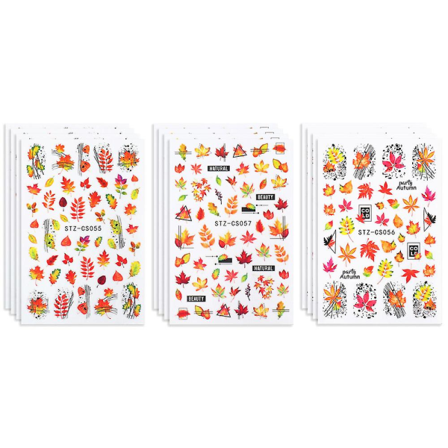 Høstneglklistremerker, selvklebende høstneglklistremerker lønneblad neglekunstdesign for Thanksgiving, 12 ark, 9,5*6,3 cm