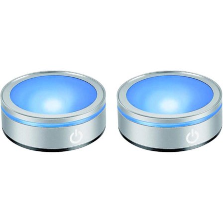 2-pak LED Lysbase Flerfarvet Rundt Show Stand Display Plade Base Display Lysbase til 3D Krystalglas Kunst med Sensitiv Touch-kontakt (Flad Base)