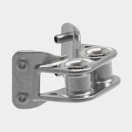 Seldén Fall-ledare Dubbel för tågvirke i elektropolerat rostfritt stål, vinklad modell C175-F212 för mastmontage