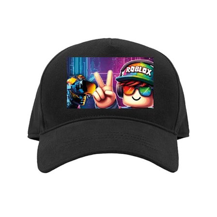 Kasket Sød blå Stitch-karakter med store ører og blød pels, gentaget fluffy mønster med legende og børnevenlig stil