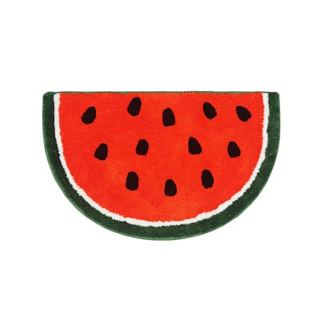 Puolikuun muotoinen vesimeloni kylpymatto, mikrokuituinen hedelmänmuotoinen liukumaton likaa hylkivä matto nopeasti kuivuva värinkestävä 