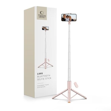 Selfie Stick Tech-Protect L09S med stativ - Rosa