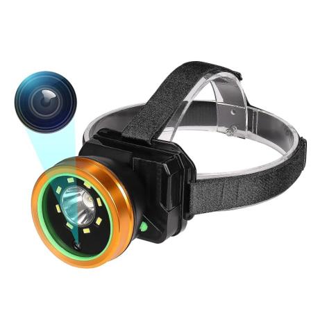LED Pandelamp Hovedlampe Super Lys 1080p Vandafvisende 2 Tilstande Udendørsaktiviteter Camping Mining Videooptager Kamera