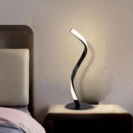 Modern Spiral Bordslampa med LED, Touchkontroll, 3 Färger och Steglös Dimmer, Sänglampa för Sovrum och Vardagsrum_OF