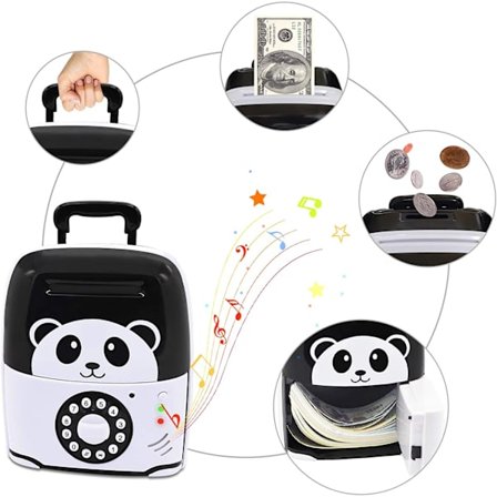 Sparebøsse til børn, pengeskab der understøtter mønter og sedler, Panda