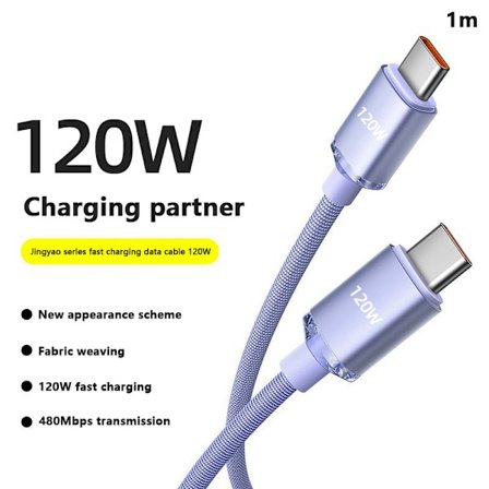 120W USB C till typ C-kabel för IPhone 15 Pro Max 13 Oneplus PO