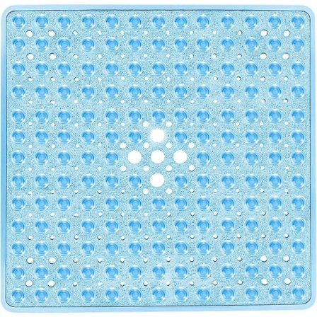 Firkantet bademåtte, 53 x 53 cm Brusemåtte Skridsikker Sikker for ældre og børn Maskinvaskbar bademåtte til indendørs badekar (Blå)