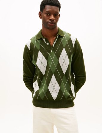 Tommy Hilfiger Argyle Ls Rugby - Green - S