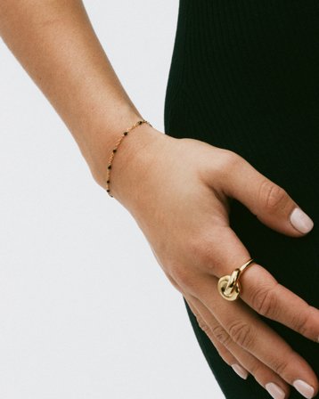 Edblad Perlina Chain Bracelet Black Gold Guldig Smycken Tjej - Kids Brand Store