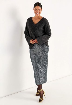 Cellbes of Sweden - Lyxig paljettkjol - silvergrå - för damer - 42/44