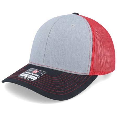 Richardson - Grey - trucker - Cap - 112 Tri Heather Grey/Red/Black Trucker - Hatstore
