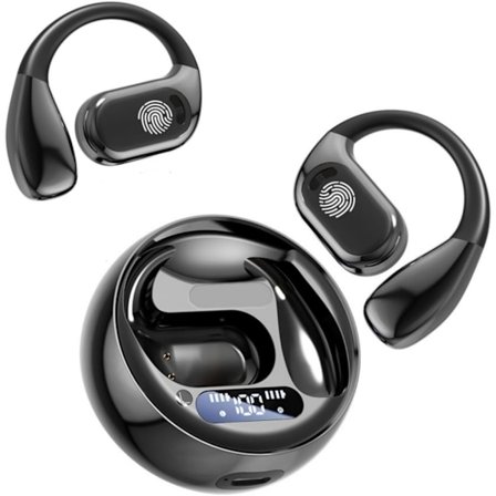 Bluetooth Open Ear Gaming Hovedtelefoner, IPX5 Vandafvisende Støjreducerende Trådløse Bluetooth Ørepropper med Mic til Android/iOS (Sort)