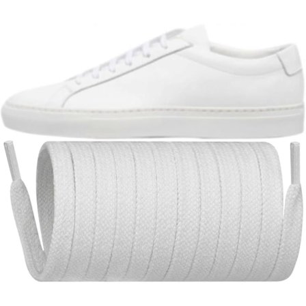 Sko-lisser for Common Projects flate skolisser erstatning sneakers sko snorer hvit [DB]