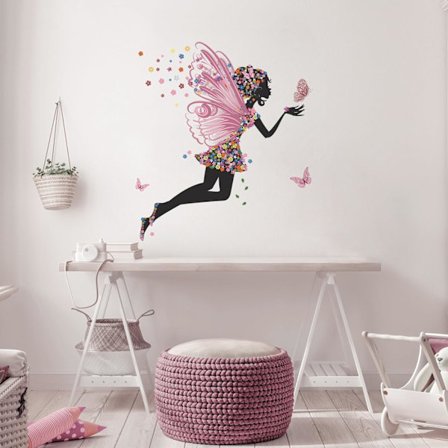 Sommerfuglepigernes vægklistermærke, blomsterfeernes vægklistermærke, vægdekoration