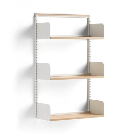 Wandregal SHAPE, Basismodul, 1237 x 800 x 300 mm, Laminat weiß/Birke