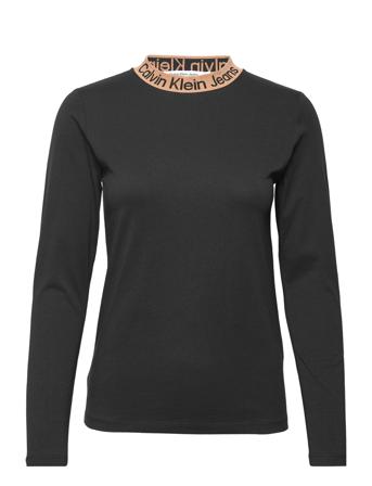 Logo Jacquard Long Sleeves Langærmet T-shirt Sort Calvin Klein Jeans