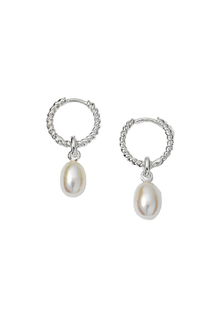 Syster P Twisted Treasure Pearl Hoops Gold Örhängen Dam Silver ONESIZE