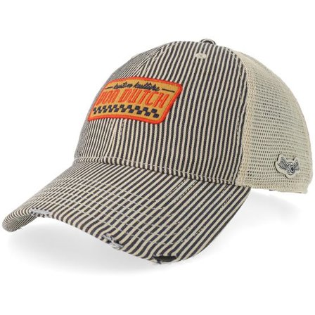Von Dutch - Beige trucker Keps - Distressed Stripes Black/Beige Trucker @ Hatstore