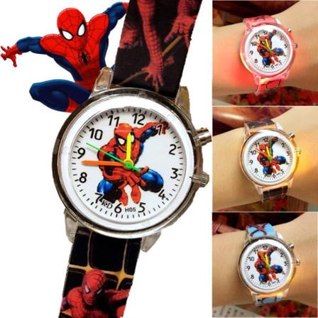 Spiderman-aiheinen s p piirretty silikonikello lapsille - vilkkuvat valot black