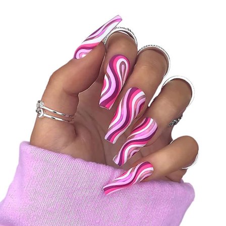 Extra Long Press On Nails, Coffin Fake Nails, Glossy Acrylic Nails, Artificial Glue On Nails For Women And Girls 24pcs