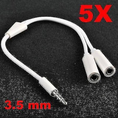 Hmwy-5x 3,5 mm Jack Y Splitter Audio Hodetelefon Stereo Adapter