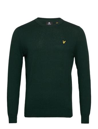 Cotton Merino Crew Jumper Strikkegenser M. Rund Krage Grønn Lyle & Scott