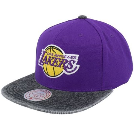 Mitchell & Ness - NBA Lila snapback Keps - Los Angeles Lakers Denim Patchwork Purple/Black Snapback @ Hatstore