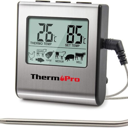 Digitaalinen lihanpaistomittari, jossa suuri LCD-näyttö savustusuuniin