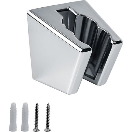 Universell duschhållare, silver krom handhållen duschhållare, värmebeständig och antioxidant, dubbelspårig duschhuvudhållare för duschhuvuden