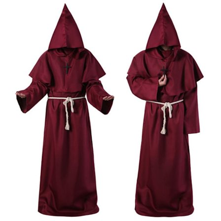 Monk Robes Halloween-kostymer VINRØD L