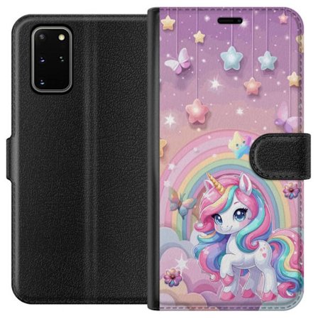Kompatibelt Lommeboketui til Samsung Galaxy S20+ Magisk enhjørning med regnbue manke, stjerner og sommerfugler mot en pastellhimmel med skyer