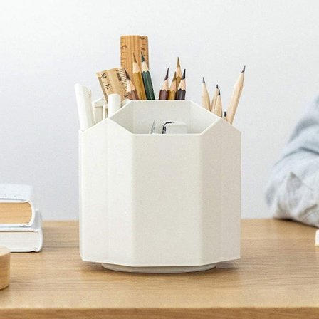 Roterende skrivebordsarrangør Skrivebordsarrangør med blyant Hvid