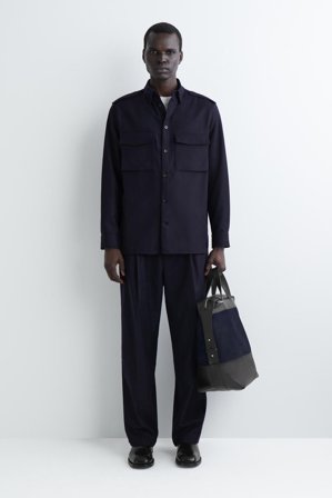 COS Homme Chemise Détail Épaulette En Laine in Bleu