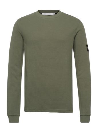 Monologo Badge Waffle Ls Tee T-shirts Long-sleeved Vihreä Calvin Klein Jeans